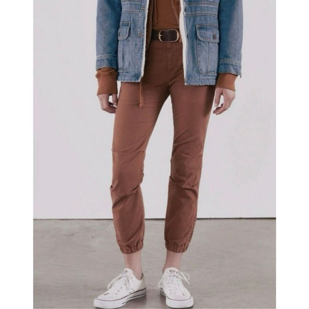 NILI LOTAN French Military Cargo Jogger Pants Sz 0 Utility Rust Brown low-rise